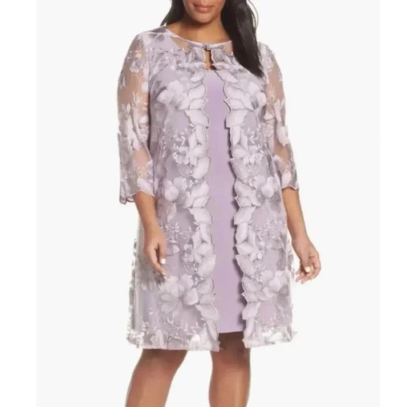 Alex Evenings Lavender Floral Dress - Picture 1 of 11